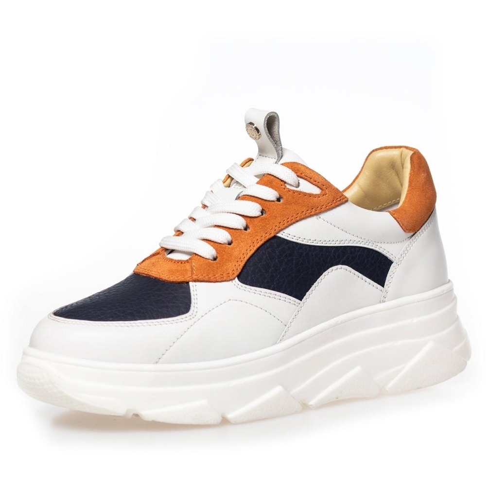 Copenhagen Women Sneakers Colorblock White Navy Leather Suede Chunky Platform 39